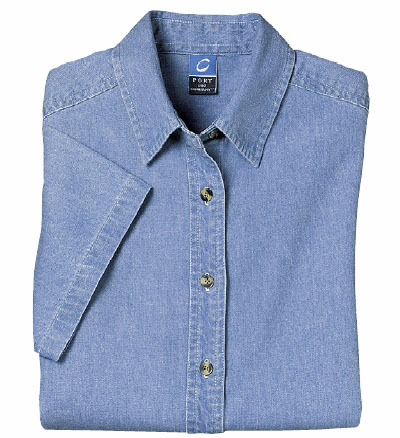 Ladies' Denim Shirt, Short Sleeve Ladies' Denim Shirt, Short Sleeve